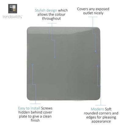 Trendi Switch Single Blanking Plate in Charcoal Grey