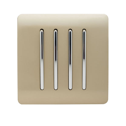 Trendi Switch 4 Gang 1 or 2 way Rocker Light Switch in Champagne Gold
