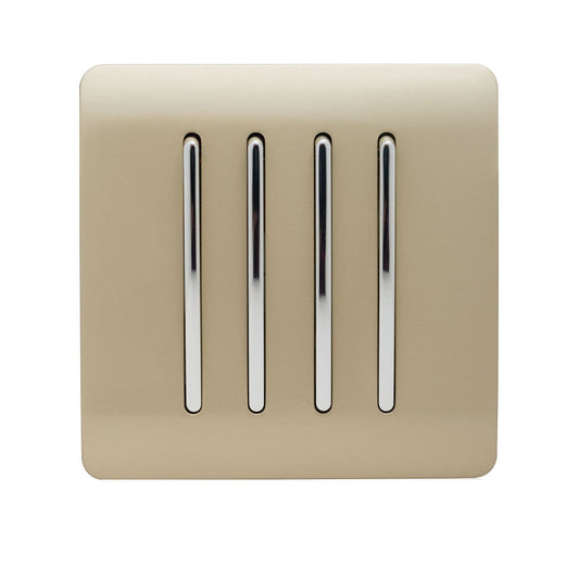 Trendi Switch 4 Gang 1 or 2 way Rocker Light Switchin Champagne Gold