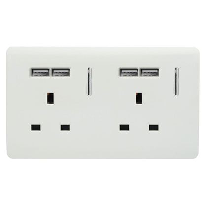 Trendi Switch 2 Gang 4 Port USB 2100mA Plug Socket in Ice White
