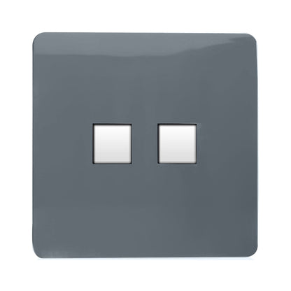 Trendi Switch 2 Gang Cat 3 Telephone Slave Socket in Warm Grey