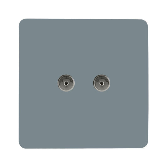 Trendi Switch 2 Gang Spare Faceplate For Co-Axial Modern Designer Television Socket in Cool Grey