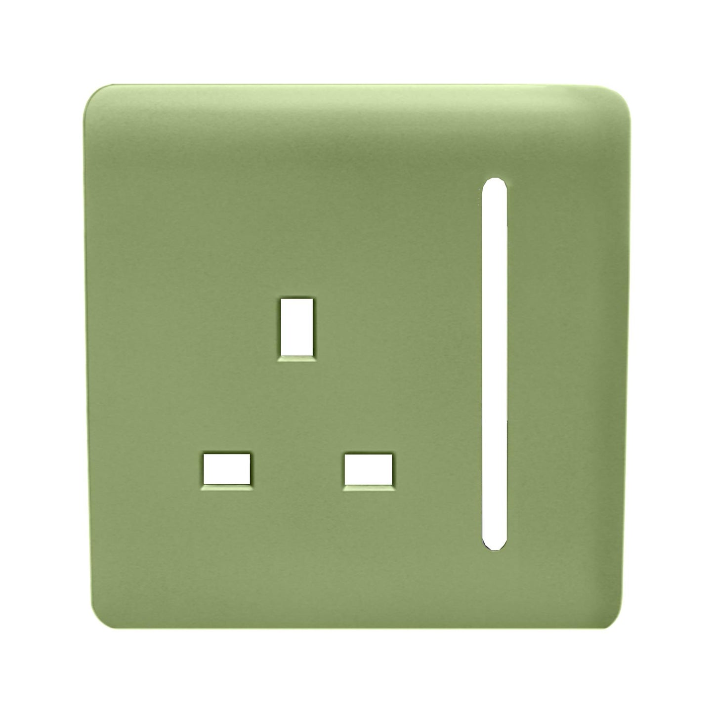 Trendi Switch 1 Gang 13 Amp Switched Spare Faceplate For Modern Designer Plug Socket in Moss Green