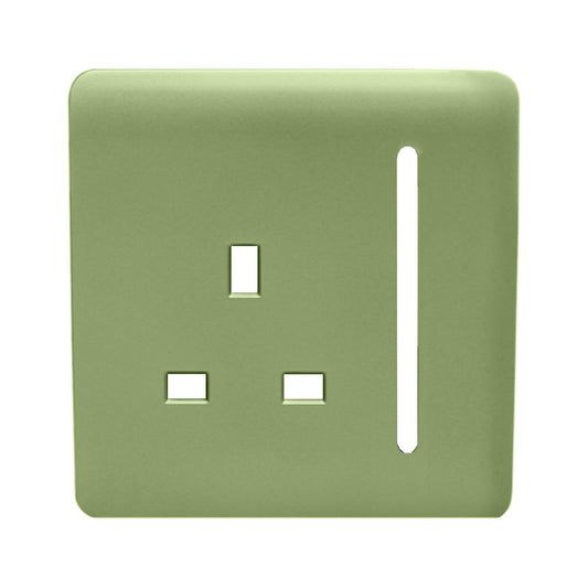 Trendi Switch 1 Gang 13 Amp Switched Spare Faceplate For Modern Designer Plug Socket in Moss Green