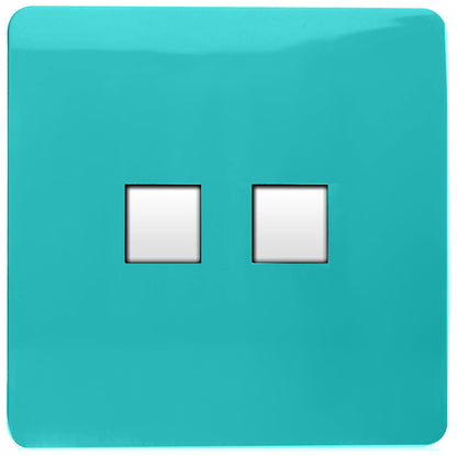 Trendi Switch 2 Gang Cat 3 Telephone Slave Socket in Bright Teal