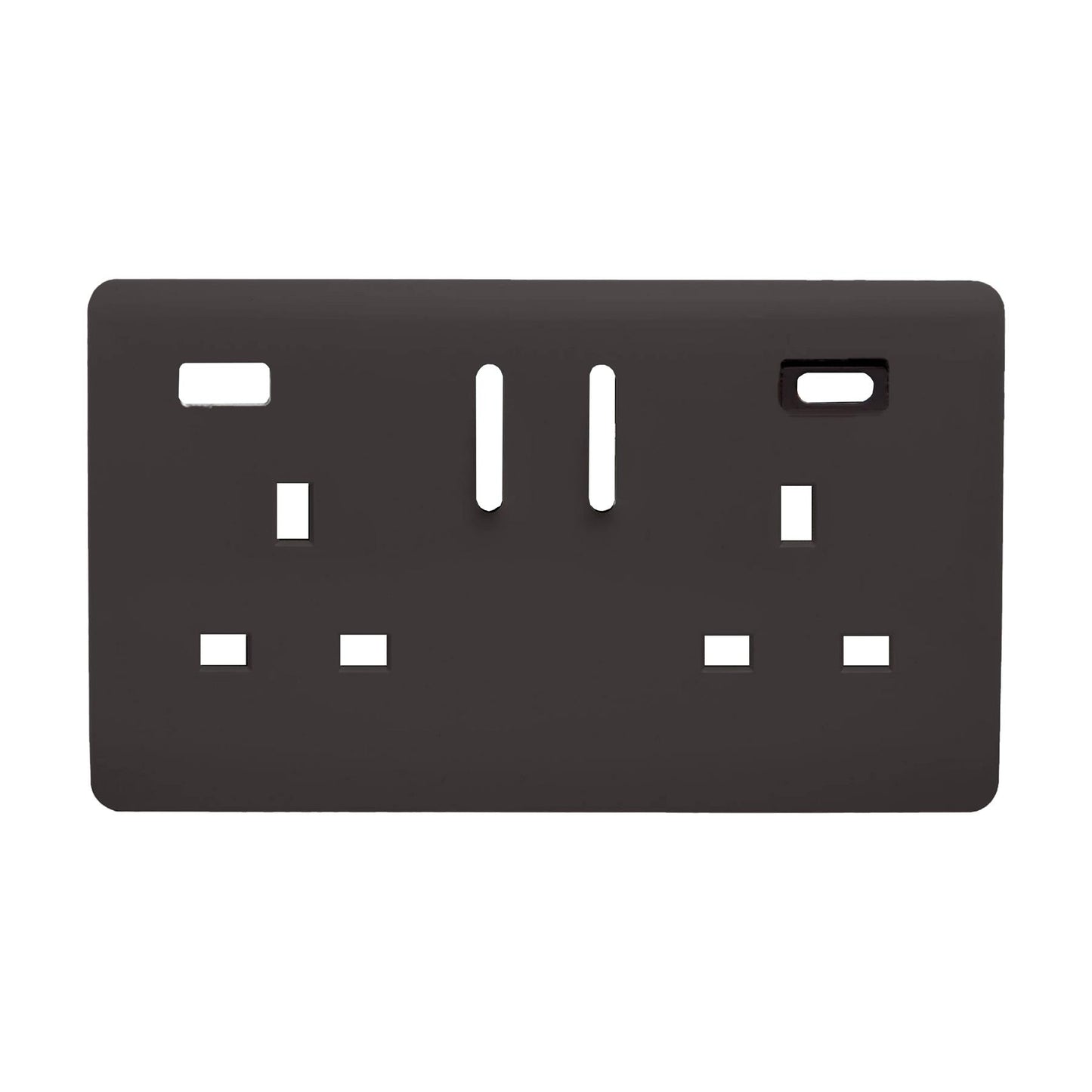 Trendi Switch 2 Gang Type A&C USB Spare Faceplate For Modern Designer Plug Socket in Dark Mocha Brown