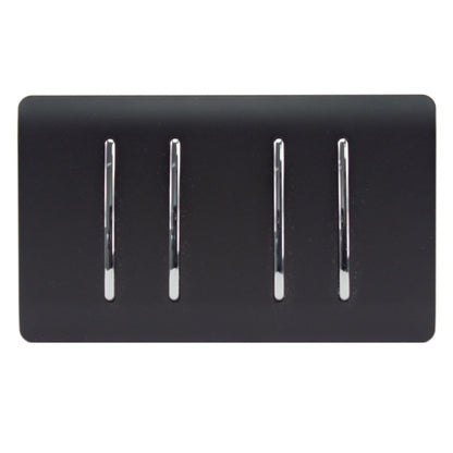 Trendi Switch 4 Gang Intermediate Rocker Light Switch in Matt Black