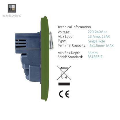 Trendi Switch 2 Gang 4 Port USB 2100mA Plug Socket in Moss Green
