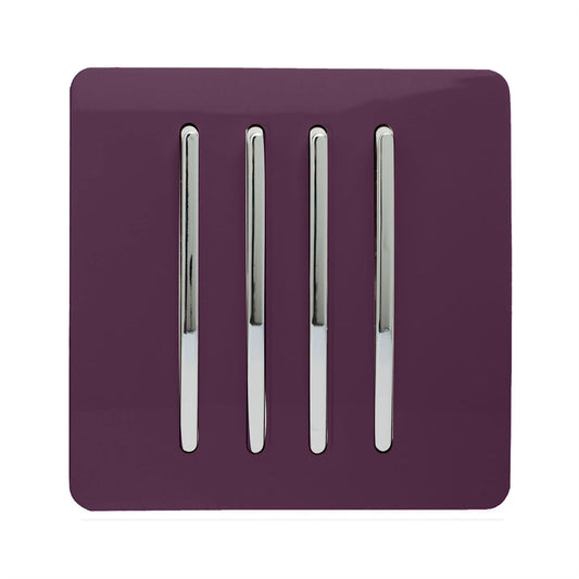 Trendi Switch 4 Gang 1 or 2 way Rocker Light Switchin Plum Purple