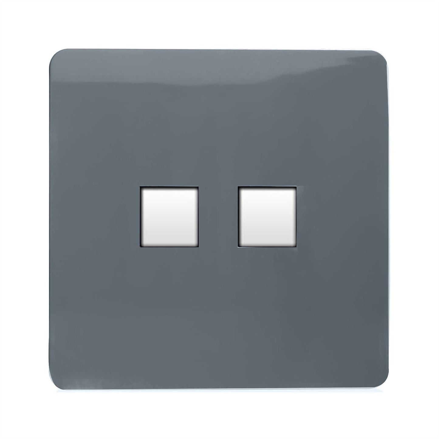 Trendi Switch 2 Gang RJ45 Cat 6 Modern Designer PC Ethernet Socketin Warm Grey