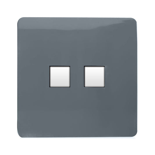 Trendi Switch 2 Gang RJ45 Cat 6 Modern Designer PC Ethernet Socketin Warm Grey