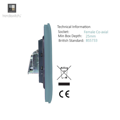 Trendi Switch 1 Gang Female Co-Axial Television Socket in Cool Grey