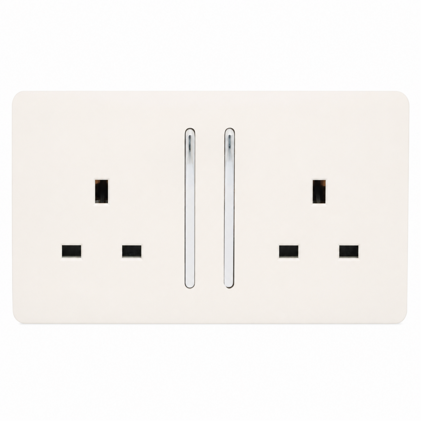 Trendi Switch 2 Gang 13 Amp Switched Plug Socket in Matt White - ART-SKT213LMWH