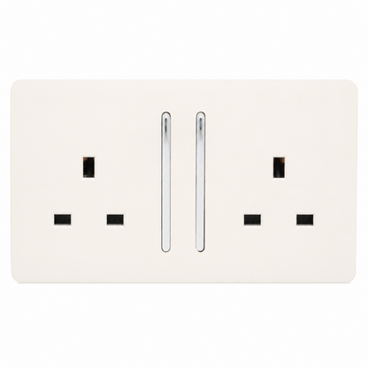 Trendi Switch 2 Gang 13 Amp Switched Plug Socket in Matt White - ART-SKT213LMWH