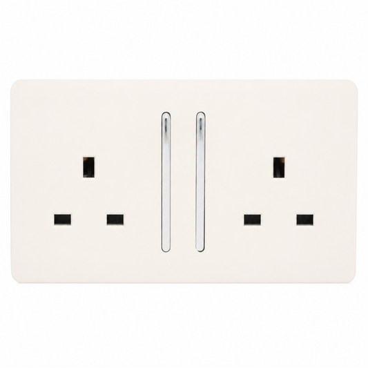 Trendi Switch 2 Gang 13 Amp Switched Plug Socket in Matt White - ART-SKT213LMWH