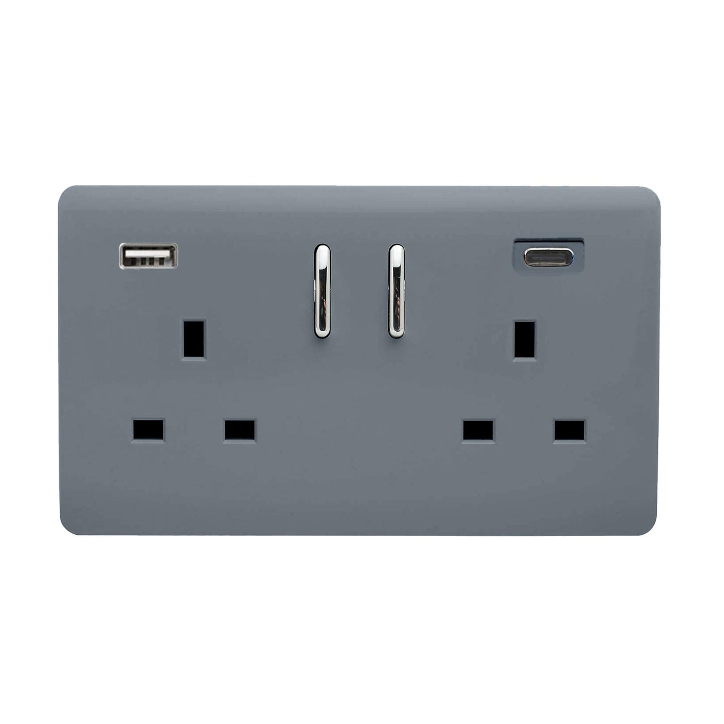 Trendi Switch 2 Gang USB 45W Type A & C USB Plug Socket in Warm Grey