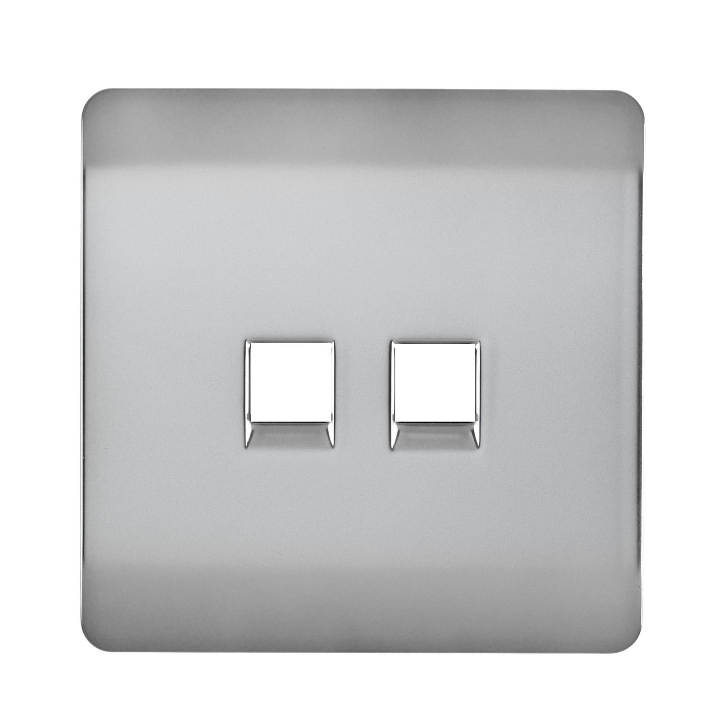 Trendi Switch 2 Gang Spare Faceplate For Modern Designer Telephone Slave Socket in Brushed Steel