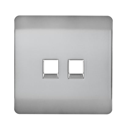 Trendi Switch 2 Gang Spare Faceplate For Modern Designer Telephone Slave Socket in Brushed Steel