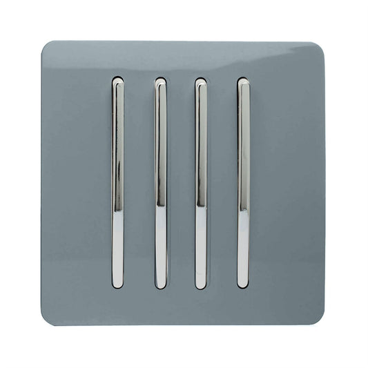 Trendi Switch 4 Gang 1 or 2 way Rocker Light Switchin Cool Grey