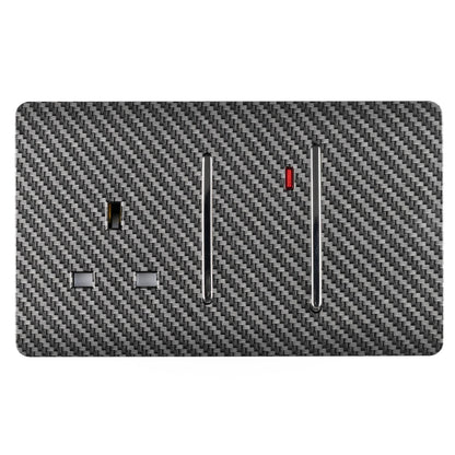 Trendi Switch 45 Amp Cooker Switch & 13 Amp Plug Socket with Neon in Carbon Fibre