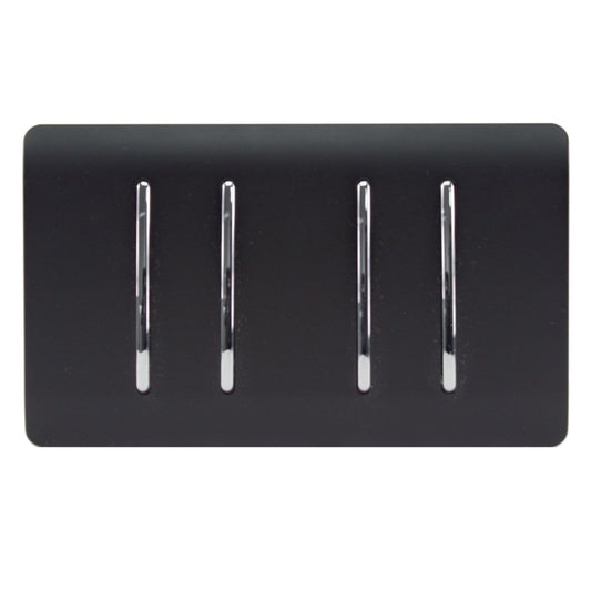 Trendi Switch 4 Gang Light Switch (2x 1 or 2 Way & 2 x Intermediate)in Matt Black