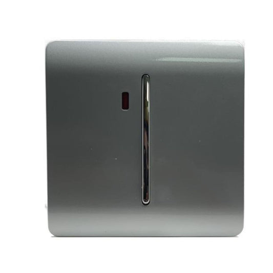 Trendi Switch 1 Gang 45 Amp Cooker Switch with Neonin Platinum Silver