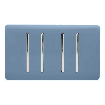 Trendi Switch 4 Gang Intermediate Rocker Light Switch in Sky Blue