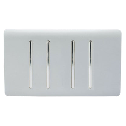 Trendi Switch 4 Gang 1 or 2 Way Light Switch in Platinum Silver