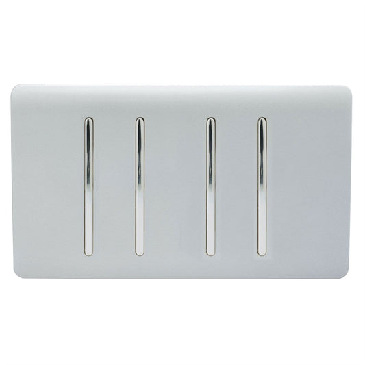 Trendi Switch 4 Gang 1 or 2 Way Light Switchin Platinum Silver