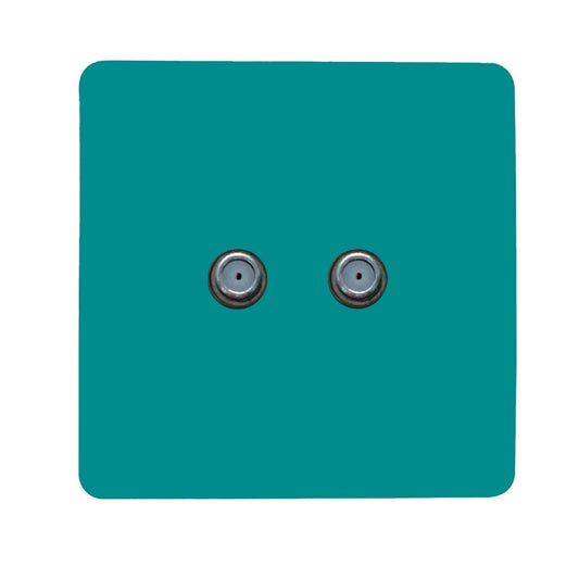 Trendi Switch 2 Gang Male F-Type Satellite Television Socketin Bright Teal