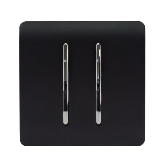 Trendi Switch 2 Gang Retractive Doorbell Switchin Matt Black