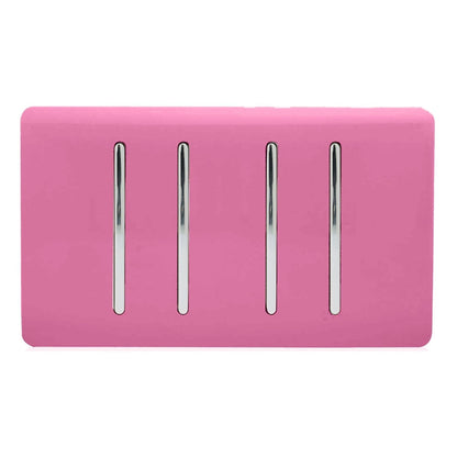 Trendi Switch 4 Gang Intermediate Rocker Light Switch in Candy Pink