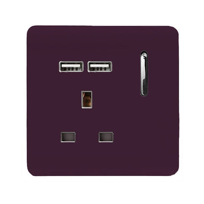 Trendi Switch 1 Gang USB 2100mA Plug Socket in Plum Purple