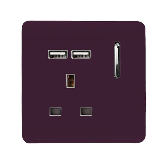 Trendi Switch 1 Gang USB 2100mA Plug Socketin Plum Purple