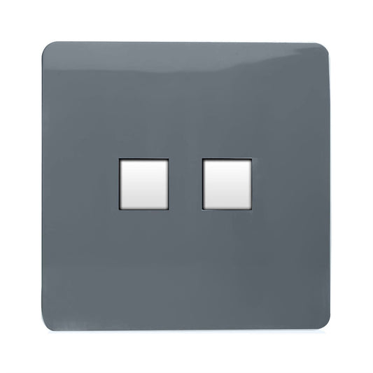 Trendi Switch 2 Gang Spare Faceplate For Modern Designer Telephone Slave Socket in Warm Grey