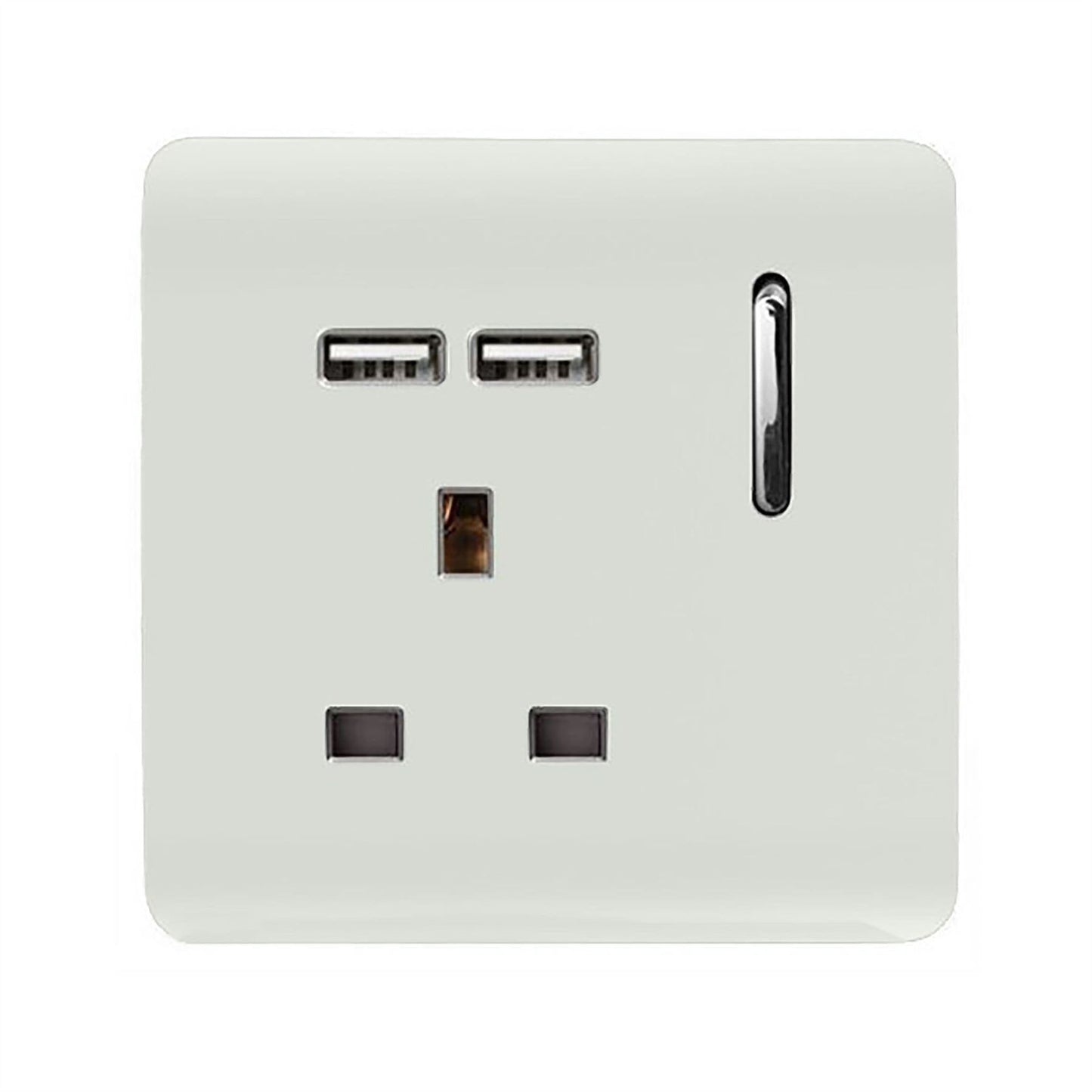 Trendi Switch 1 Gang USB 2100mA Plug Socket in Ice White