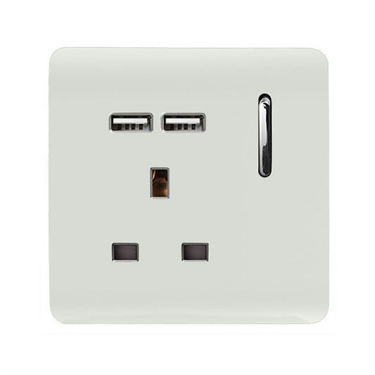 Trendi Switch 1 Gang USB 2100mA Plug Socketin Ice White