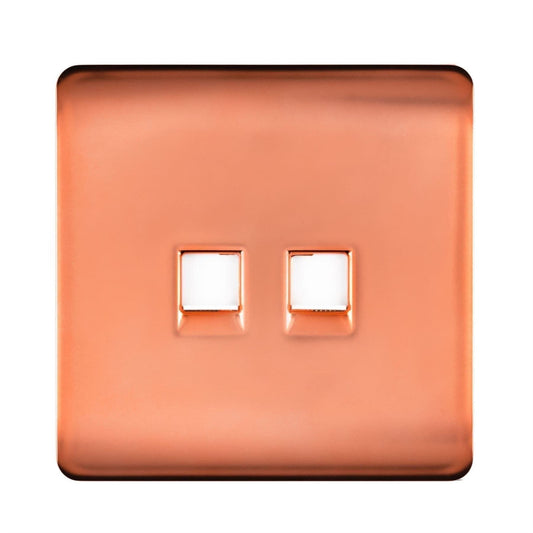 Trendi Switch 2 Gang RJ45 Cat 6 Modern Designer PC Ethernet Socketin Copper