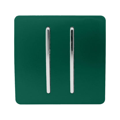 Trendi Switch 2 Gang 1 or 2 way Rocker Light Switch in Dark Forest Green
