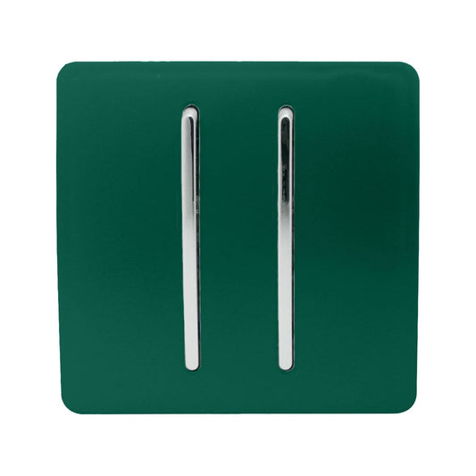 Trendi Switch 2 Gang 1 or 2 way Rocker Light Switchin Dark Forest Green