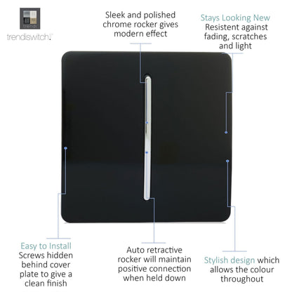 Trendi Switch 1 Gang Retractive Home Automation Switch in Piano Black