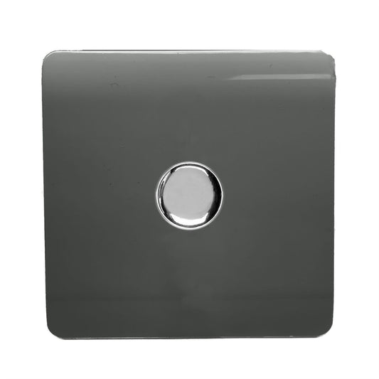 Trendi Switch 1 Gang 1 or 2 way 150w Rotary LED Dimmer Light Switchin Charcoal Grey