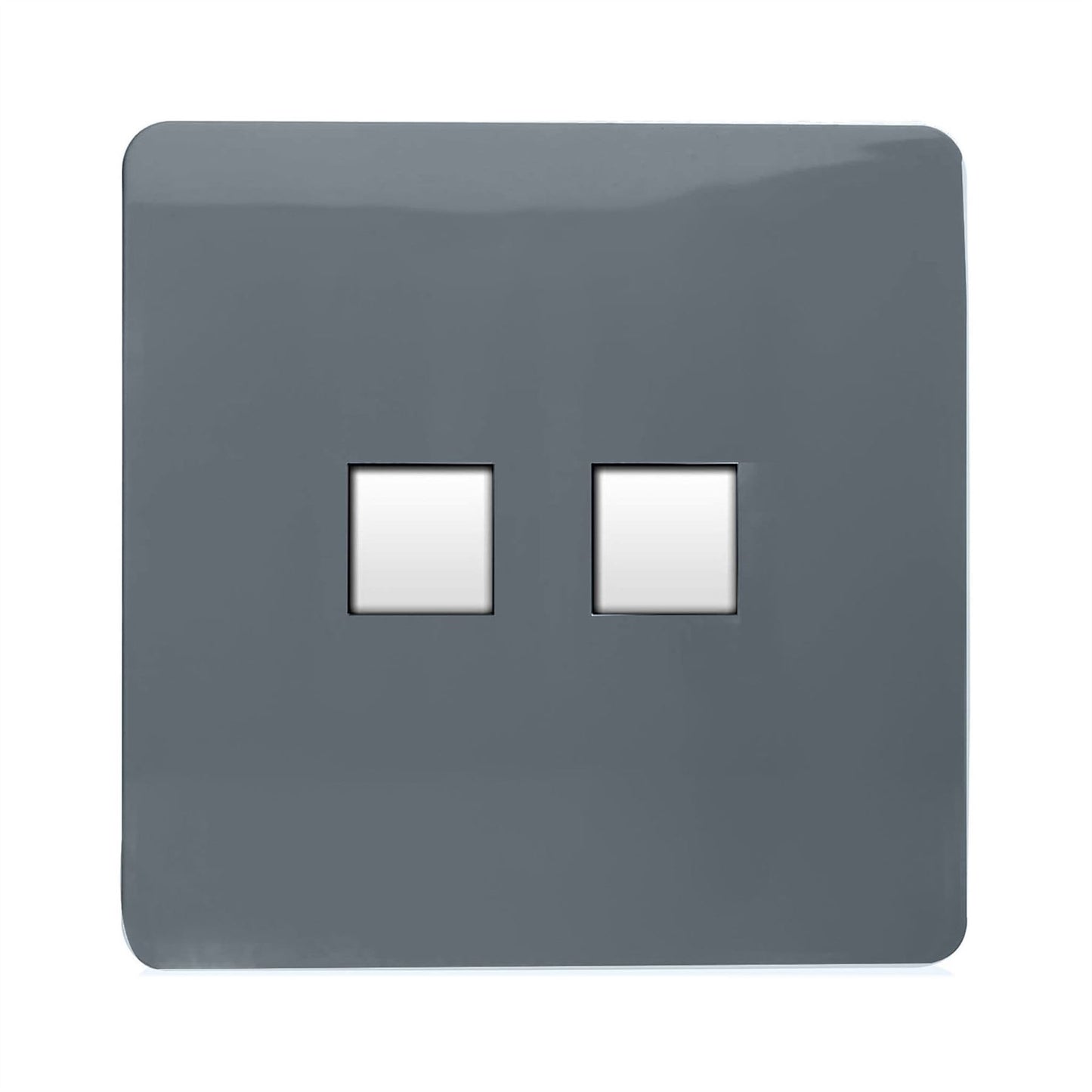 Trendi Switch 2 Gang RJ45 Cat 6 PC Ethernet & Modern Designer Telephone Slave Socketsin Warm Grey