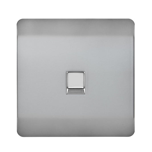 Trendi Switch 1 Gang Cat 3 Telephone Slave Socketin Brushed Steel
