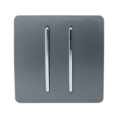 Trendi Switch 2 Gang Retractive Home Automation Switch in Warm Grey