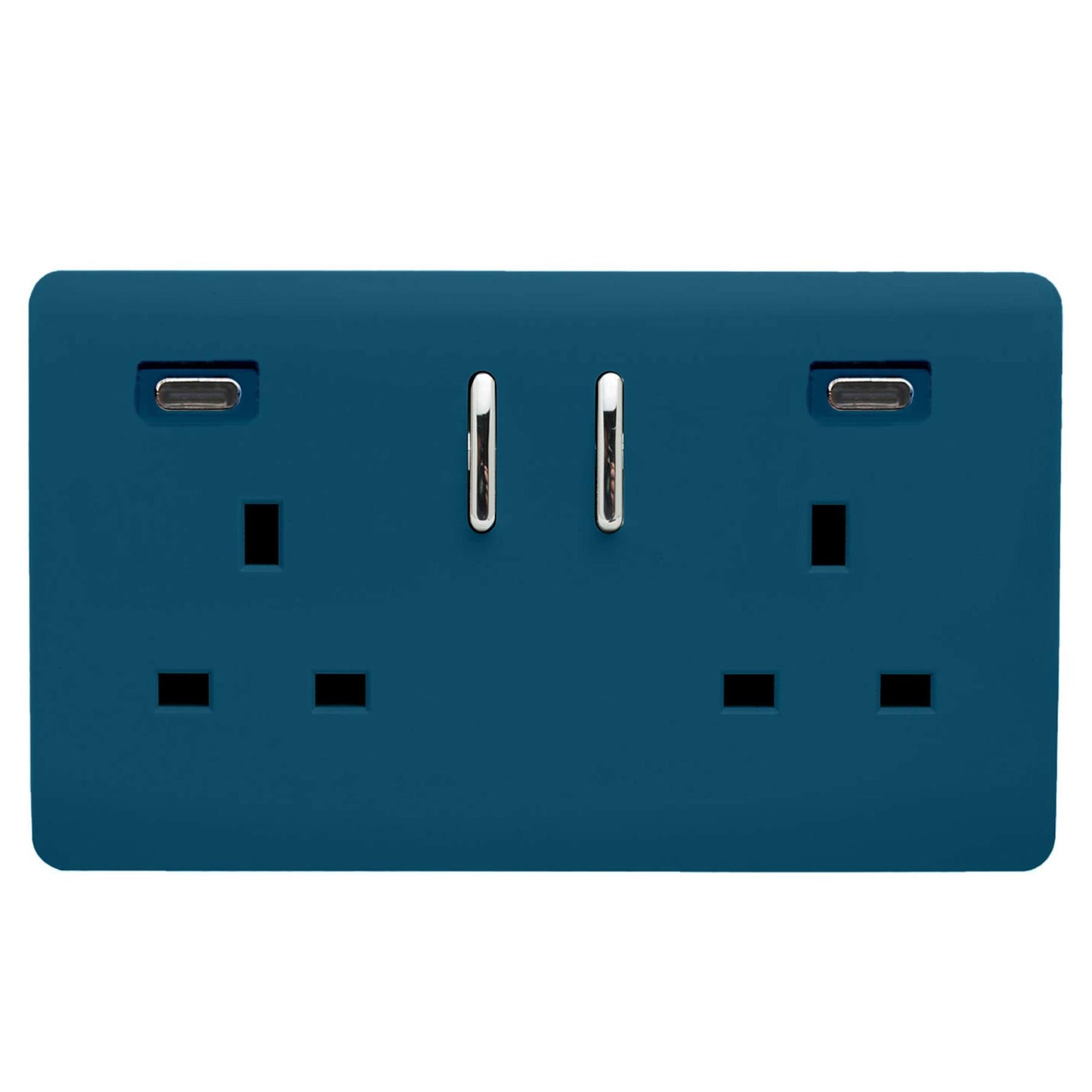 Trendi Switch 2 Gang USB 45W Type C USB Plug Socket in Midnight Blue