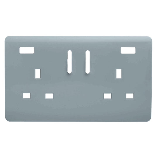 Trendi Switch 2 Gang USB Spare Faceplate For Modern Designer Plug Socket in Cool Grey