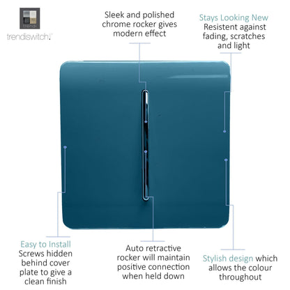 Trendi Switch 1 Gang Retractive Doorbell Switch in Midnight Blue