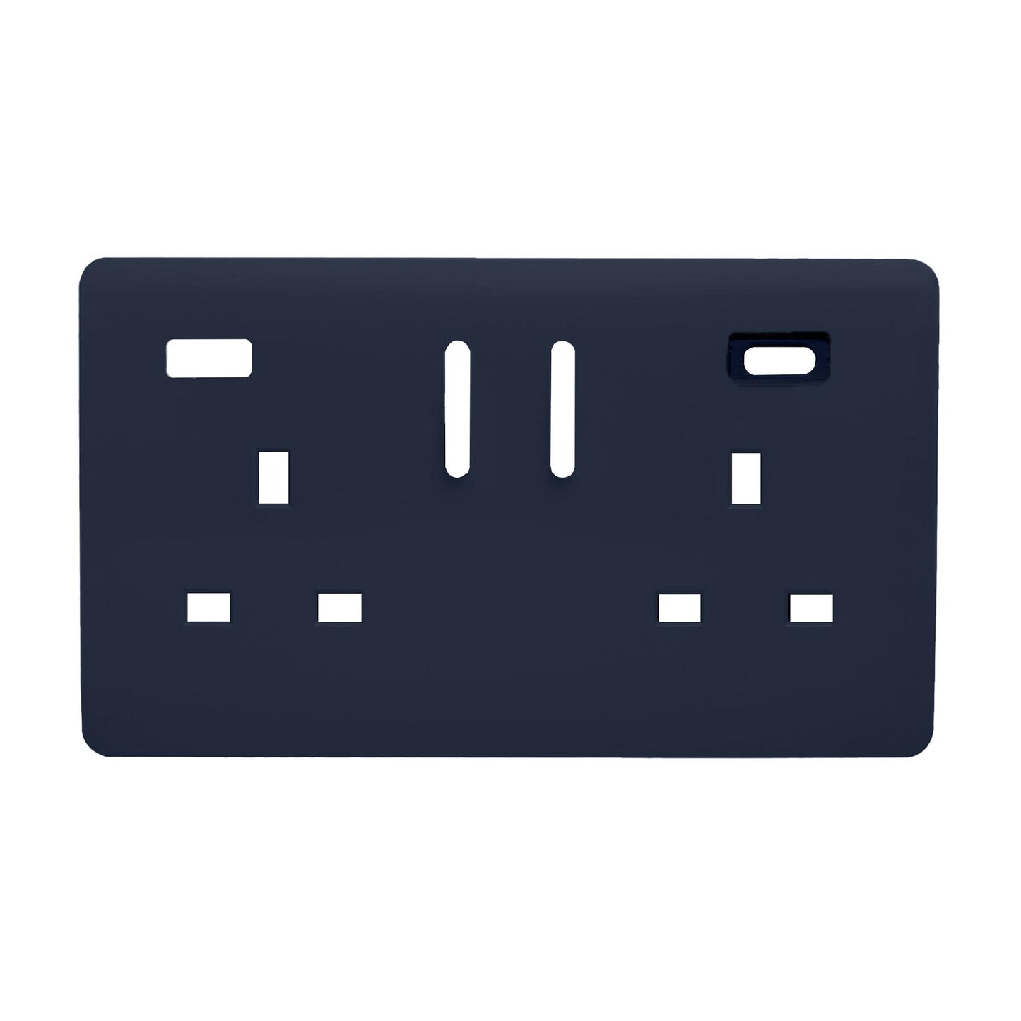 Trendi Switch 2 Gang Type A&C USB Spare Faceplate For Modern Designer Plug Socket in Navy Blue