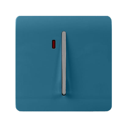 Trendi Switch 1 Gang 45 Amp Cooker Switch with Neon in Ocean Blue